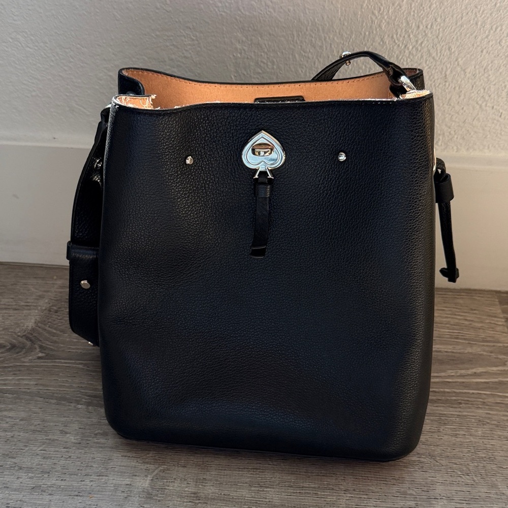 kate spade Black Crossbody Bucket Bag with Gold Accent